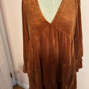 Coastal Cowgirl Corduroy Tiered Dress